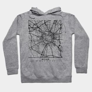 MILAN ITALY BLACK CITY STREET MAP ART Hoodie